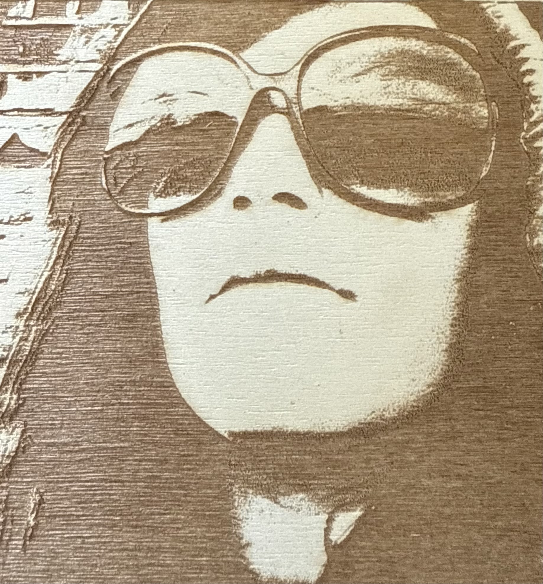 Laser engraved portrait — LaserDepth Pro output